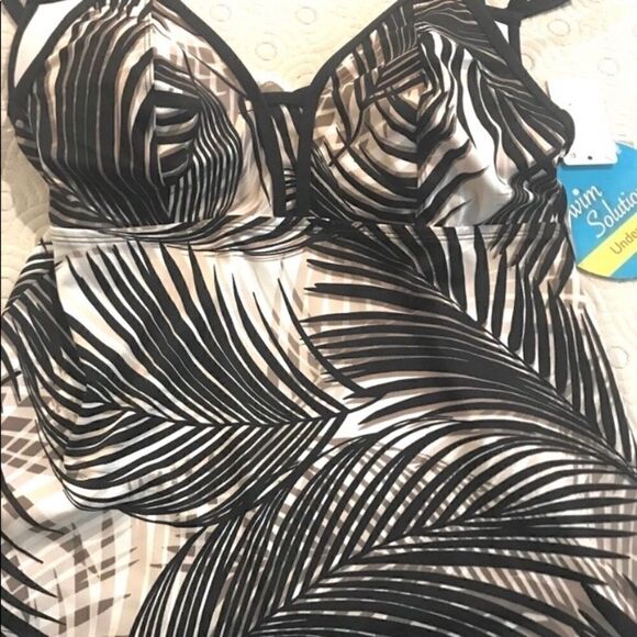 🎀Swim solutions printed zebra tankini swim top size:14🎁 - Picture 5 of 7